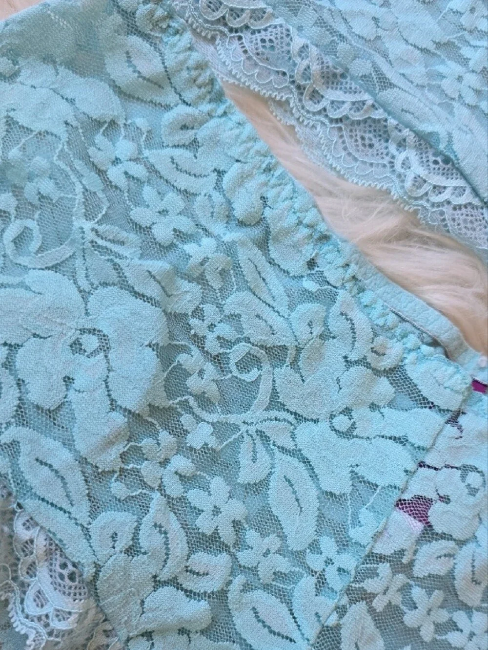 Adore Me Lace Tank Top & Boyshorts Set - Aqua Blue SIZE S